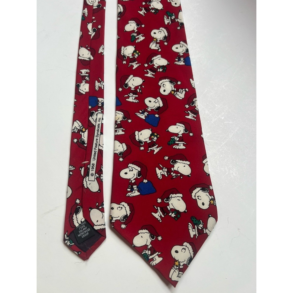 Vintage 1958 Red Peanuts Snoopy Christmas Dear Santa 100% Silk‎ Tie